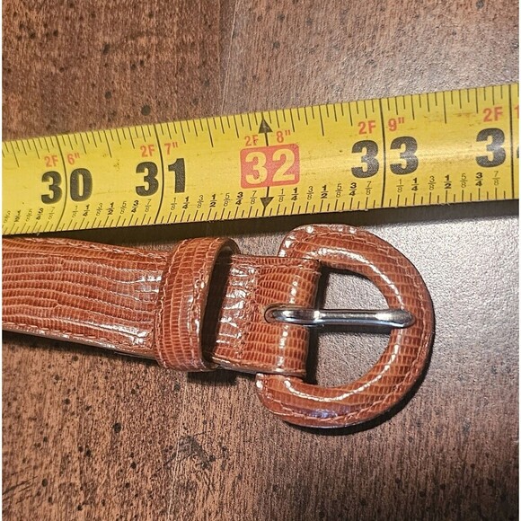 Vtg Calvin Klein Lizard Leather Belt Women Size S Brown Hipster Textured USA